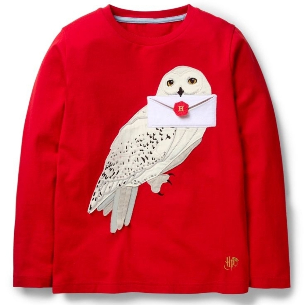 Mini Boden Harry Potter Hedwig Hogwarts Letter Long Sleeve Tee
